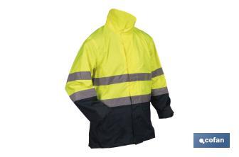High-visibility waterproof jacket with zip fastener | Yellow and blue | Available from size S to XXXL - Cofan