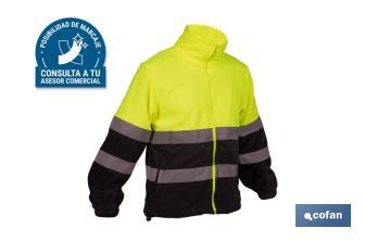 Casaco polar de alta visibilidade | Fecho de correr | Amarelo e azul | Disponível do tamanho S ao XXXL - Cofan
