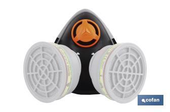 Silicone mask with double filter | Filters type A.B.E.K1 | Effective protection against particles - Cofan