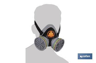 Silicone mask with double filter | Filters type A.B.E.K1 | Effective protection against particles - Cofan