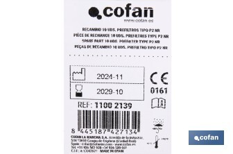 Set de filtro combinado: 2 filtros A1B1E1K1 + 10 Prefiltros P2 NR | Protección respiratoria de alta eficacia - Cofan