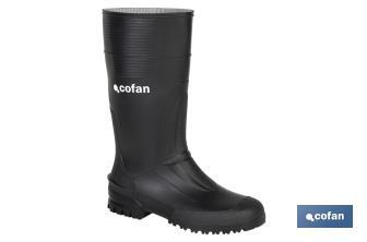 Rain Boot | High Shaft | PVC | Black | Inner Knit Lining - Cofan