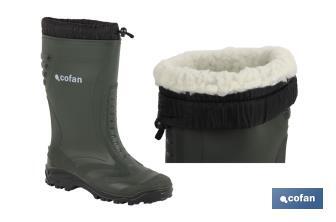 Bota de Agua | Con Forro Polar Cosido | Fabricado PVC | Color Verde - Cofan