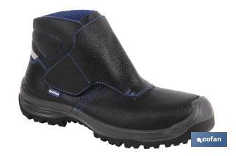 Leather Safety Boot | Black | Hook and Loop Fastener | Security S3 | Urian Model | Light Carbon Toe Cap - Cofan