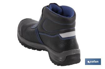 Leather Safety Boot | Black | Hook and Loop Fastener | Security S3 | Urian Model | Light Carbon Toe Cap - Cofan