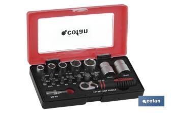 Set mini carraca, vasos y puntas 1/4" 23 pcs. - Cofan