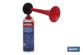 Bocina de aire comprimido | Contenido de 300 ml | Ideal para eventos deportivos o señalización acústica - Cofan