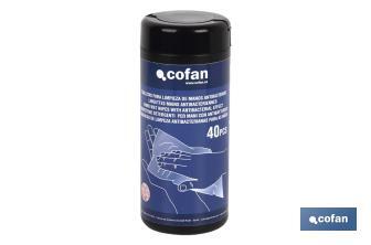Toalhitas Antibacterianas para limpeza de mãos | 40 unidades por produto | Toalhas humedecidas com extrato de Aloe Vera - Cofan