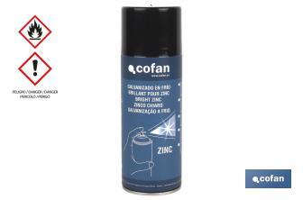 Galvanizado no frio | Embalagem 400 ml | Esmalte Spray Zinco |Cor Prata | Protege o Metal - Cofan