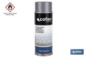 Air comprimé en spray 400 ml | Nettoyage à sec | Si le récipient est renversé, l’air qu’il expulse sort congelé - Cofan