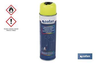 Spray de marquage fluorescent de travaux | Plusieurs couleurs | Emballage de 500 ml - Cofan