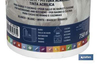 Peinture Acrylique pour Salle de bain et Cuisine | Récipient de 750 ml | Couleur Blanche - Cofan