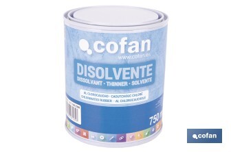 Disolvente clorocaucho | Diluyente para resinas acrílicas termoplásticas | Alta compatibilidad y brochabilidad | No afecta al brillo | Capacidad: 750 ml - Cofan