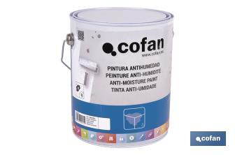 Pintura antihumedad sintética blanca satinada | Protección para paredes y techos | Capacidad: 750 ml y 4 L - Cofan