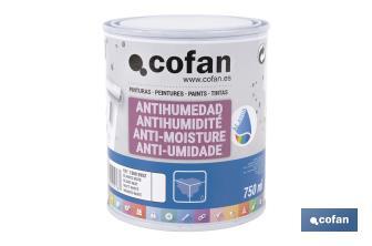 Pintura antihumedad al agua en blanco mate | Solución para paredes y techos | Diferentes capacidades - Cofan