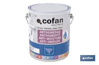 Pintura antihumedad al agua en blanco mate | Solución para paredes y techos | Diferentes capacidades - Cofan