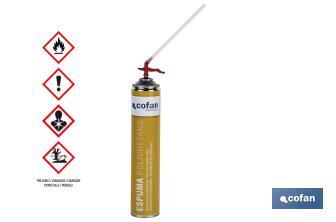 Schiuma poliuretanica | Bomboletta da 750 ml | Applicazione manuale con cannuccia espandente 45 L - Cofan