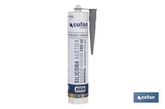 Acetoxy silicone sealant | Clear coloured | Cartridge of 280ml - Cofan