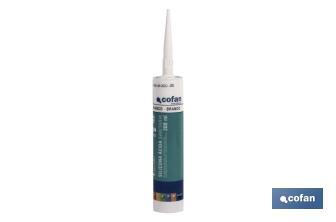 Acetic silicone sealant | White | Cartridge of 300ml - Cofan