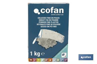 Enlucido fino en polvo | Para uso en exterior | Formato de 1 y 5 kg - Cofan