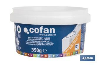 Renovation and smoothing putty | Indoor use | Available in 350g, 750g and 5kg - Cofan