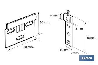  Set of cupboard wall hanger | Zinc-plated finish | Size: 60mm  - Cofan