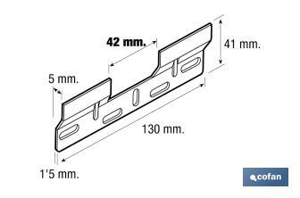 Placa Doble para Colgar y Fijar en Mobiliario | Medidas: 130 mm y Hueco: 42 mm - Cofan