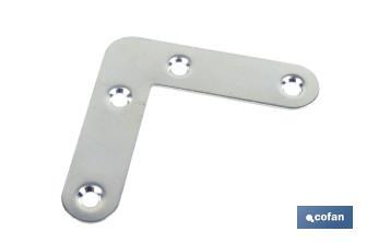 Flat corner plate | Zinc-plated steel | Available in different sizes - Cofan