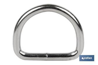Welded metal D-ring buckle for fastening of awnings and tarpaulins | Size: Ø4mm x 25mm - Cofan