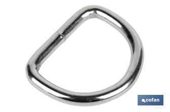 Welded metal D-ring buckle for fastening of awnings and tarpaulins | Size: Ø4mm x 25mm - Cofan