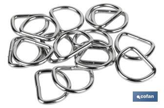 Welded metal D-ring buckle for fastening of awnings and tarpaulins | Size: Ø4mm x 25mm - Cofan