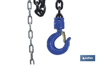 Polipasto de cadena manual | Altura de elevación: 6 m | Color: azul | Gancho resistente | Disponible en varias capacidades de carga - Cofan