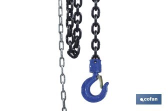 Polipasto de cadena manual | Altura de elevación: 6 m | Color: azul | Gancho resistente | Disponible en varias capacidades de carga - Cofan