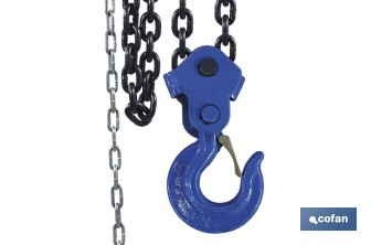 Polipasto de cadena manual | Altura de elevación: 6 m | Color: azul | Gancho resistente | Disponible en varias capacidades de carga - Cofan
