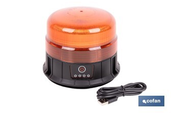 Luz emergencia rotativa 360° | Recargable USB-C | Base magnética | Certificada ECE R65 | Para vehículos industriales y agrícolas - Cofan