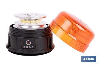 Luz emergencia rotativa 360° | Recargable USB-C | Base magnética | Certificada ECE R65 | Para vehículos industriales y agrícolas - Cofan