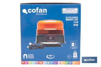 Luz emergencia rotativa 360° | Recargable USB-C | Base magnética | Certificada ECE R65 | Para vehículos industriales y agrícolas - Cofan