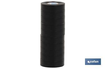 Insulating tape 180 microns | Black | Resistant to voltage, heat and different acids and alkaline materials - Cofan