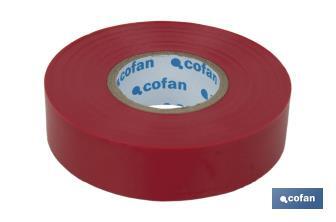 Ruban isolant 180 microns | Couleur rouge | Résistant à la tension, à la chaleur et à plusieurs acides et alcalins - Cofan