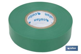 Insulating tape 180 microns | Green | Resistant to voltage, heat and different acids and alkaline materials - Cofan