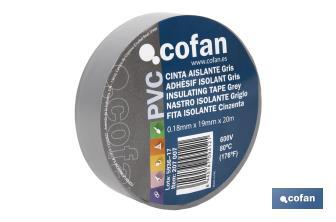 Insulating tape 180 microns | Grey | Resistant to voltage, heat and different acids and alkaline materials - Cofan