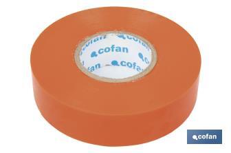Cinta Aislante 180 Micras | Color naranja | Resistente al voltaje, al calor y a diferentes ácidos y alcalinos - Cofan