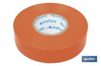 Insulating tape 180 microns | Orange | Resistant to voltage, heat and different acids and alkaline materials - Cofan