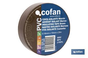 Cinta Aislante 180 Micras | Color marrón | Resistente al voltaje, al calor y a diferentes ácidos y alcalinos - Cofan