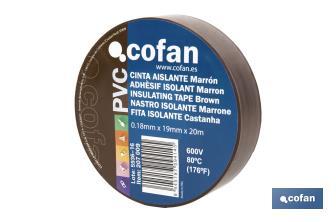 Fita isoladora | 180 microns | Cor Castanha | 19 mm x 20 metros - Cofan