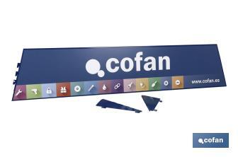 Cartela con logo Cofan expositor rincón - Cofan