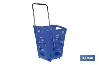 Carrito de la compra | Cesta de compra con 2 ruedas | Asa telescópica | Capacidad: 52 litros | Color: azul | Medidas: 39 x 39 x 52,9 cm - Cofan