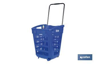 Carrito de la compra | Cesta de compra con 2 ruedas | Asa telescópica | Capacidad: 52 litros | Color: azul | Medidas: 39 x 39 x 52,9 cm - Cofan