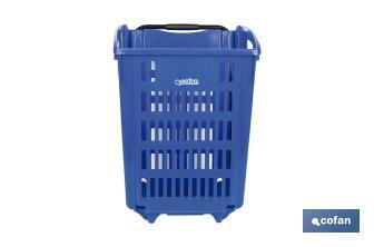 Carrito de la compra | Cesta con 2 ruedas | Asa telescópica | Capacidad: 52 litros | Color: azul | Medidas: 39 x 39 x 52,9 cm - Cofan
