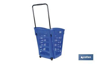 Carrito de la compra | Cesta de compra con 2 ruedas | Asa telescópica | Capacidad: 52 litros | Color: azul | Medidas: 39 x 39 x 52,9 cm - Cofan